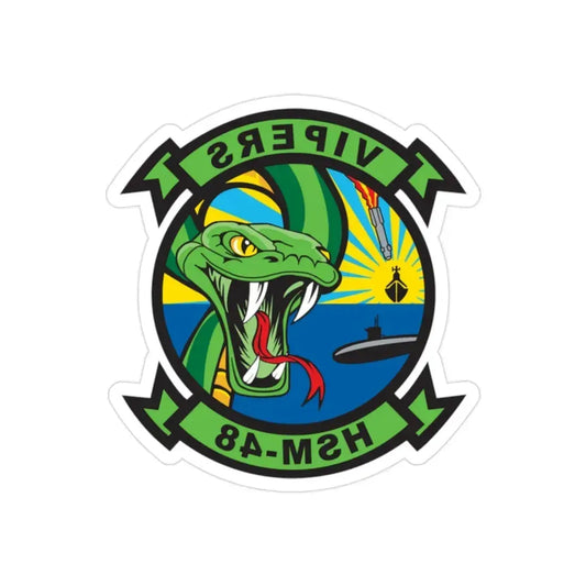 HSM 48 Vipers (U.S. Navy) REVERSE PRINT Transparent Die-Cut STICKER 2 Inch Die-Cut Transparent - The Sticker Space