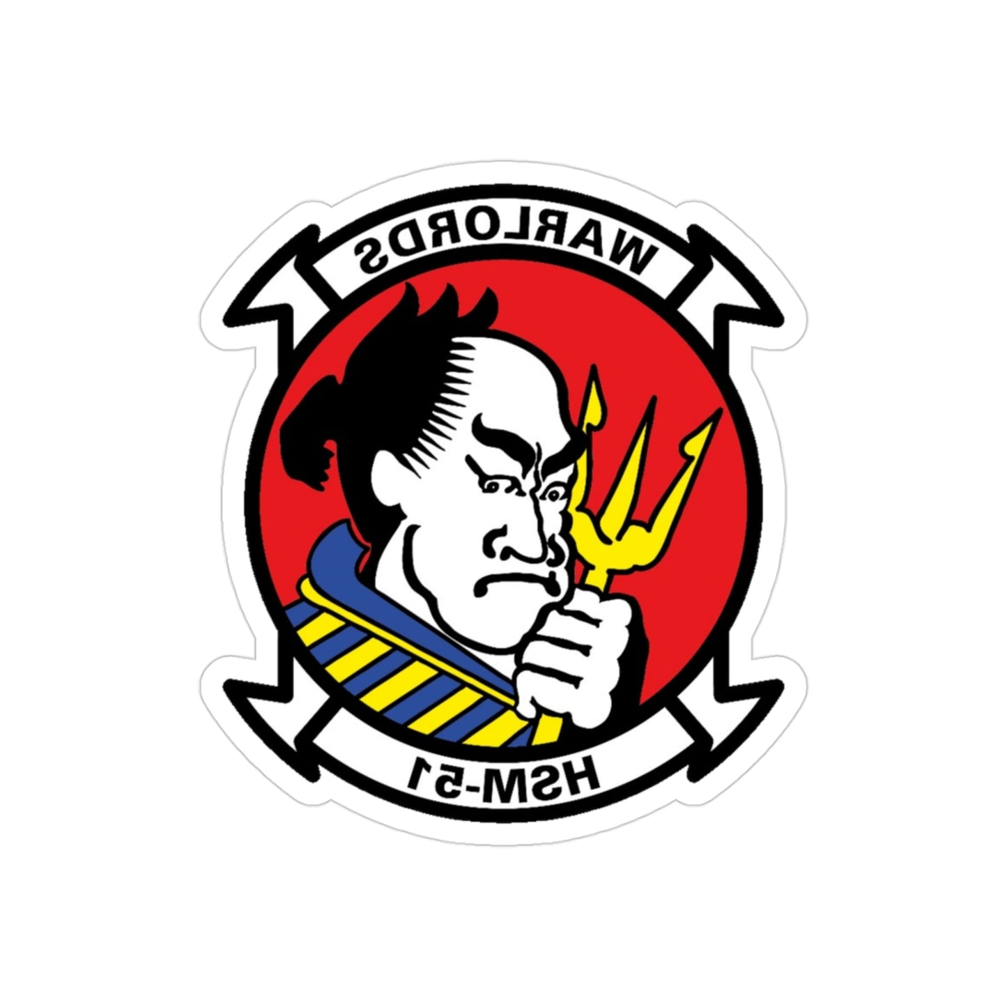 HSM 51 Helicopter Maritime Strike Squadron 51 (U.S. Navy) REVERSE PRINT Transparent STICKER-3" × 3"-The Sticker Space