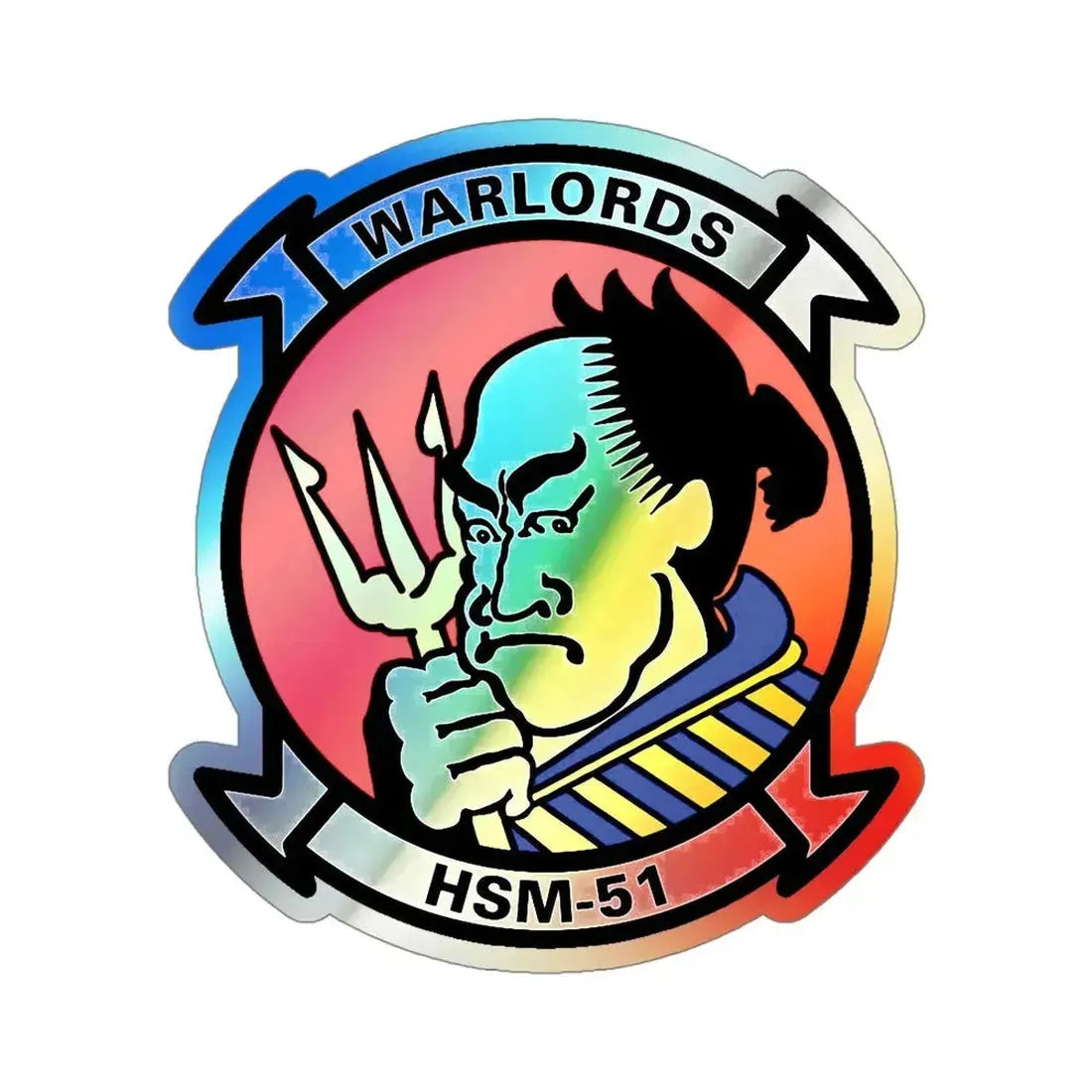 HSM 51 Helicopter Maritime Strike Squadron 51 (U.S. Navy) Holographic STICKER Die-Cut Vinyl Decal 4 Inch Holographic - The Sticker Space