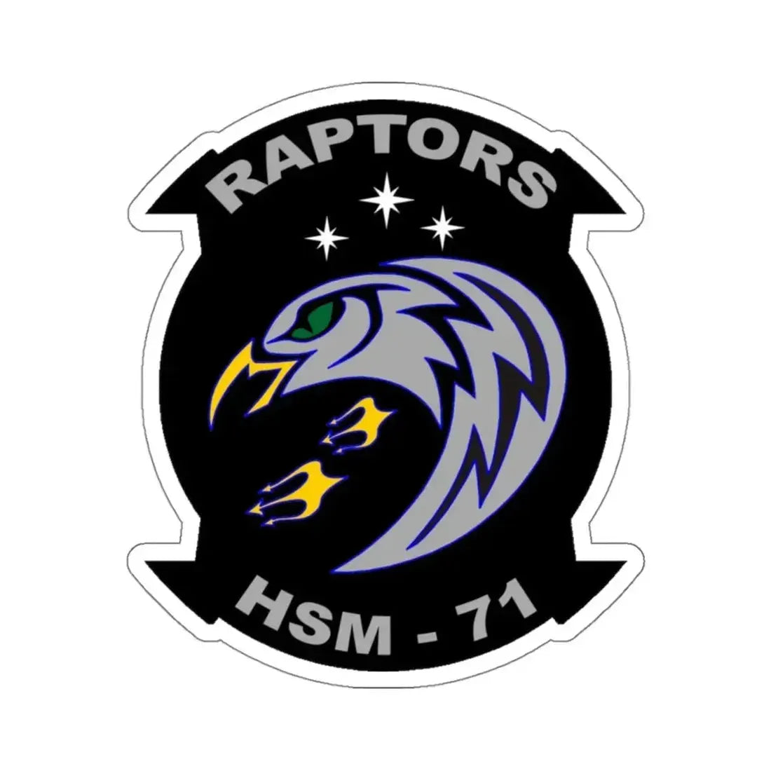 HSM 71 Raptors (U.S. Navy) STICKER Vinyl Kiss-Cut Decal 4 Inch White - The Sticker Space