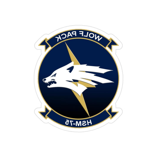 HSM 75 Helicopter Maritime Strike Squadron 75 (U.S. Navy) REVERSE PRINT Transparent STICKER-2" × 2"-The Sticker Space