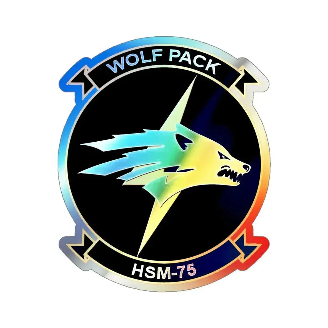 HSM 75 Helicopter Maritime Strike Squadron 75 (U.S. Navy) Holographic STICKER Die-Cut Vinyl Decal 4 Inch Holographic - The Sticker Space