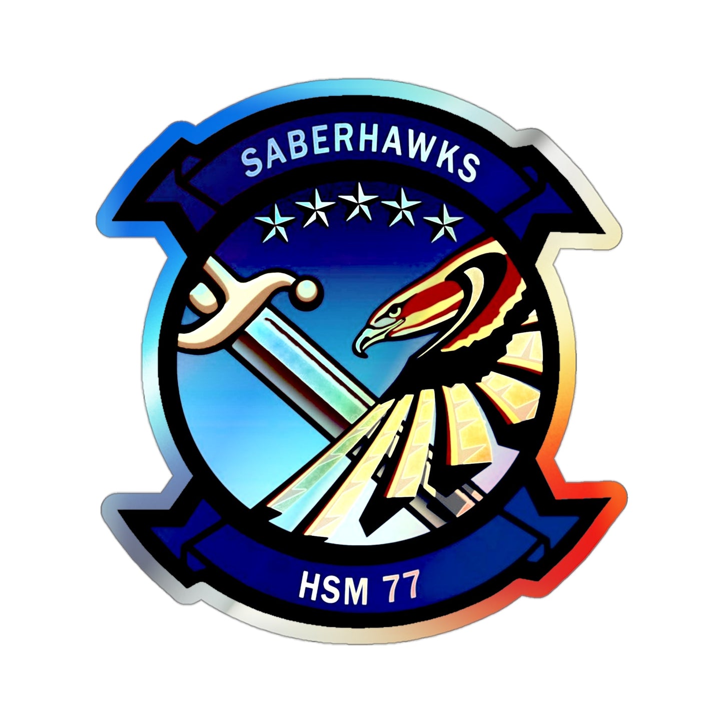 HSM 77 Helicopter Maritime Strike Squadron 77 (U.S. Navy) Holographic STICKER Die-Cut Vinyl Decal-3 Inch-The Sticker Space