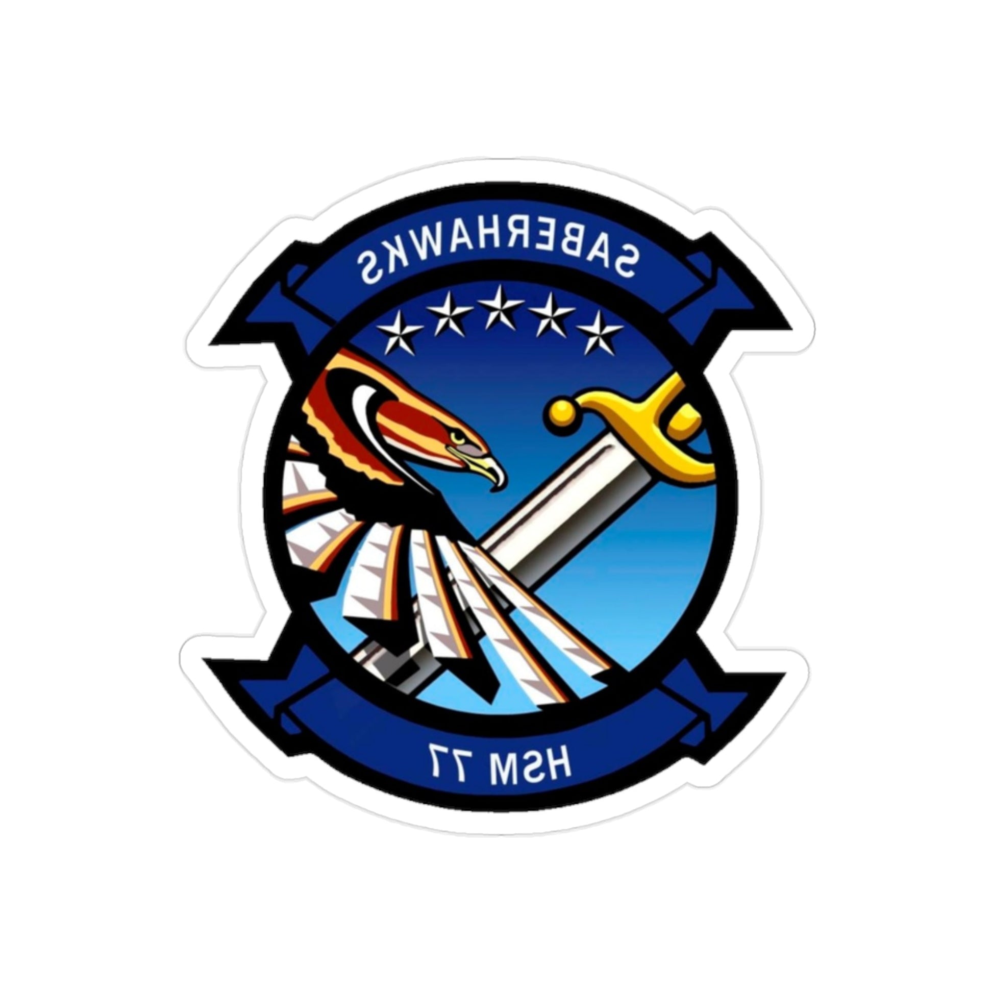 HSM 77 Helicopter Maritime Strike Squadron 77 (U.S. Navy) REVERSE PRINT Transparent STICKER-2" × 2"-The Sticker Space