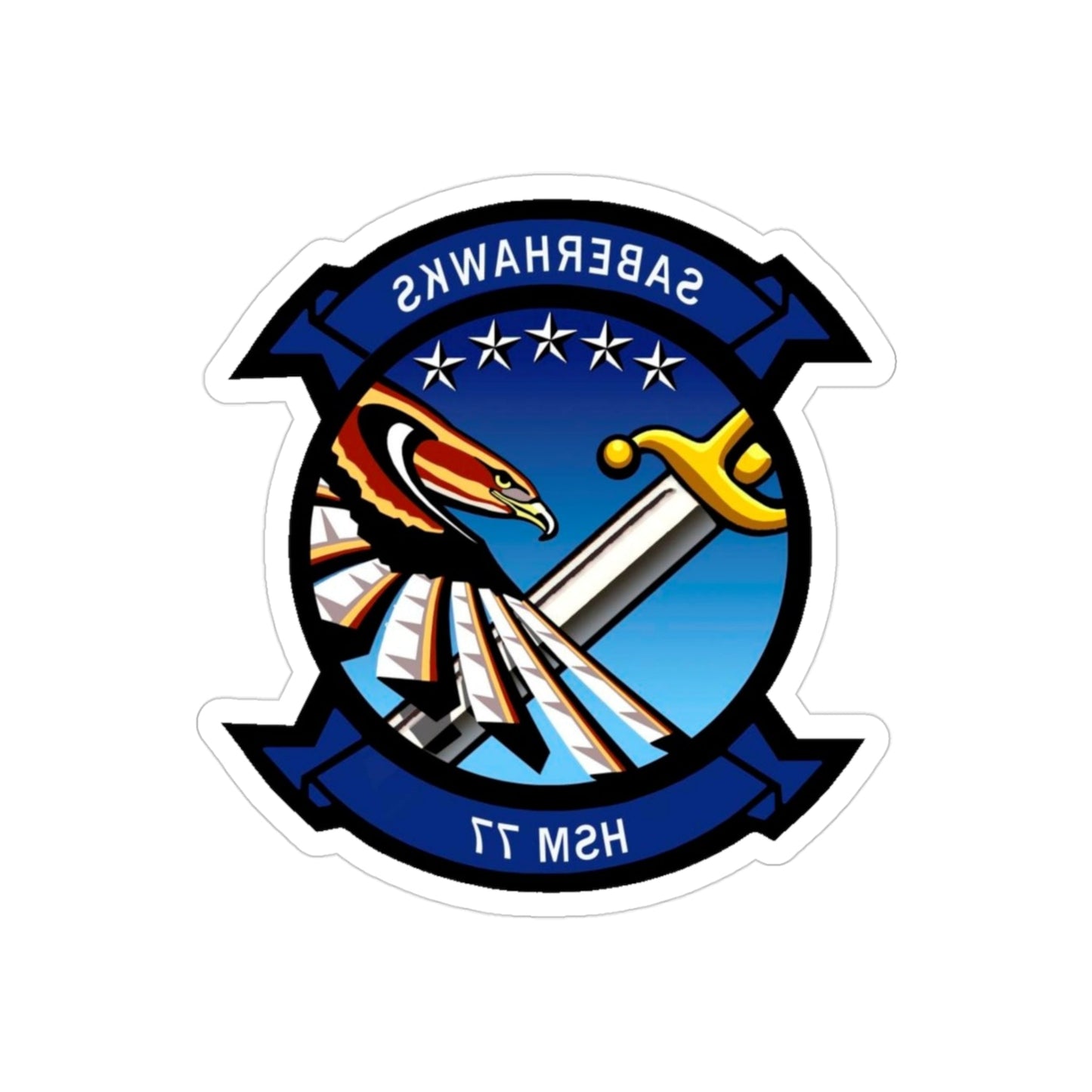 HSM 77 Helicopter Maritime Strike Squadron 77 (U.S. Navy) REVERSE PRINT Transparent STICKER-3" × 3"-The Sticker Space