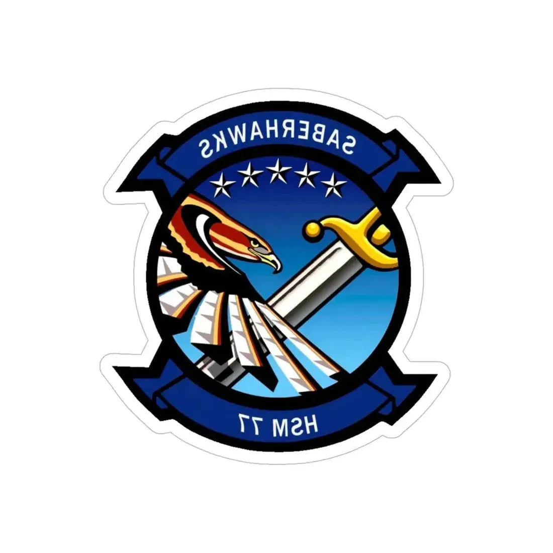 HSM 77 Helicopter Maritime Strike Squadron 77 (U.S. Navy) REVERSE PRINT Transparent Die-Cut STICKER 6 Inch Die-Cut Transparent - The Sticker Space