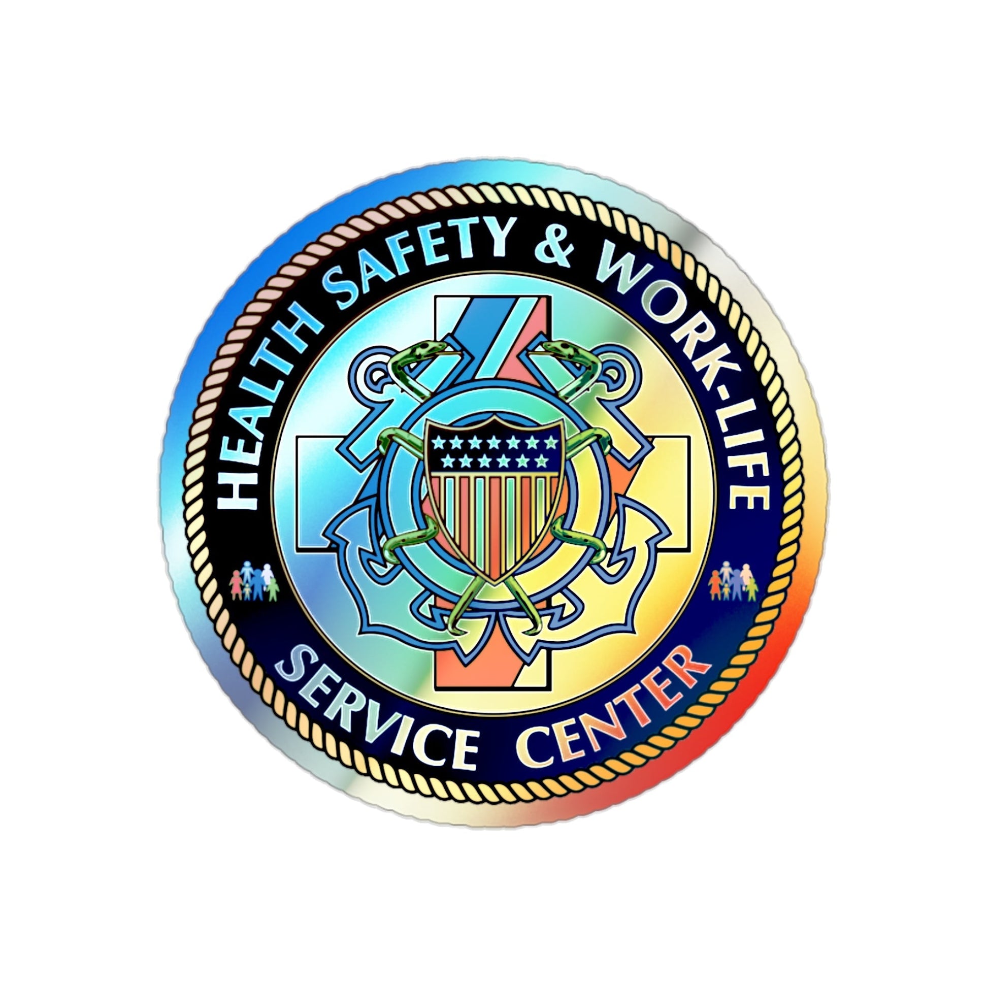 HSWL Service Center (U.S. Coast Guard) Holographic STICKER Die-Cut Vinyl Decal-2 Inch-The Sticker Space