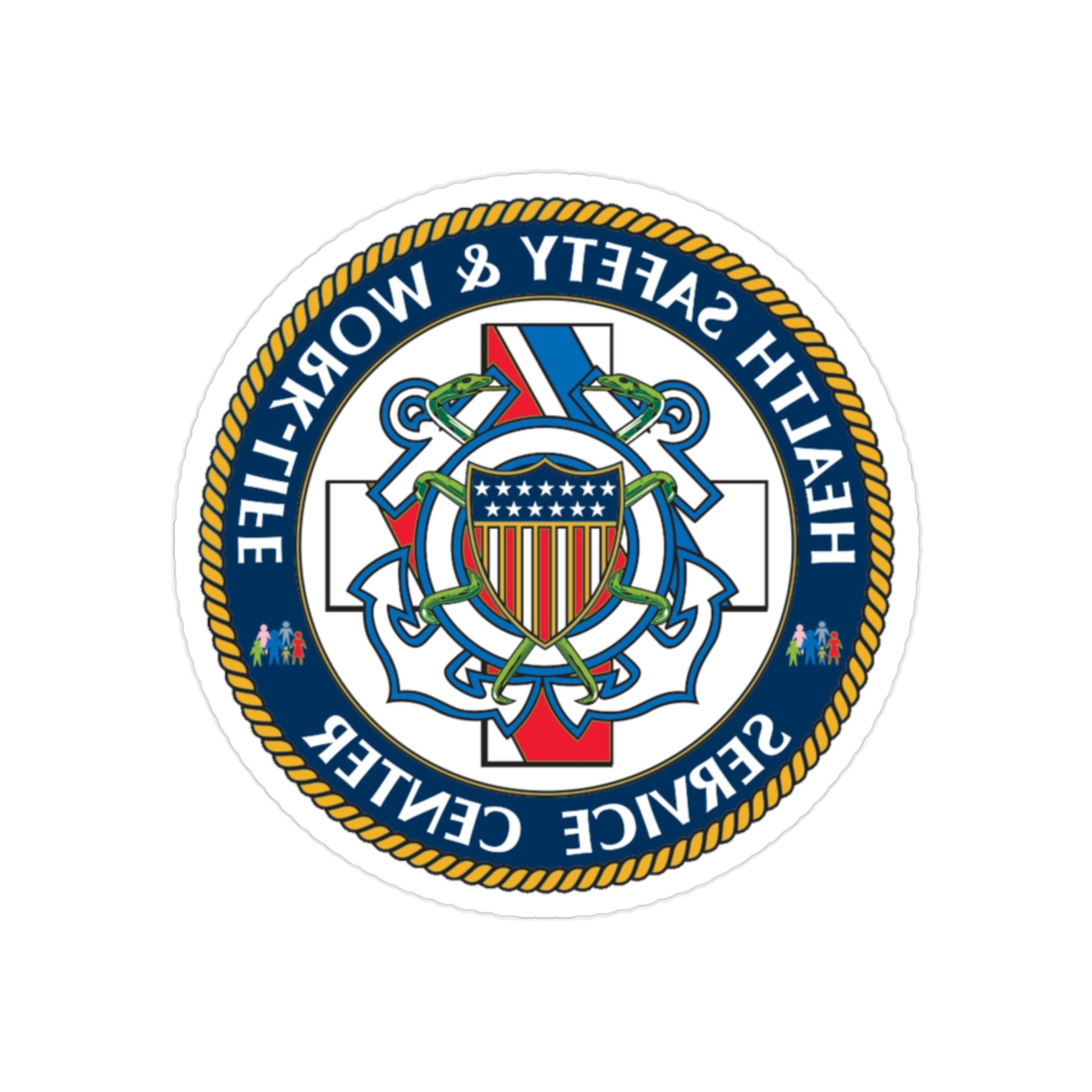 HSWL Service Center (U.S. Coast Guard) REVERSE PRINT Transparent STICKER-2" × 2"-The Sticker Space