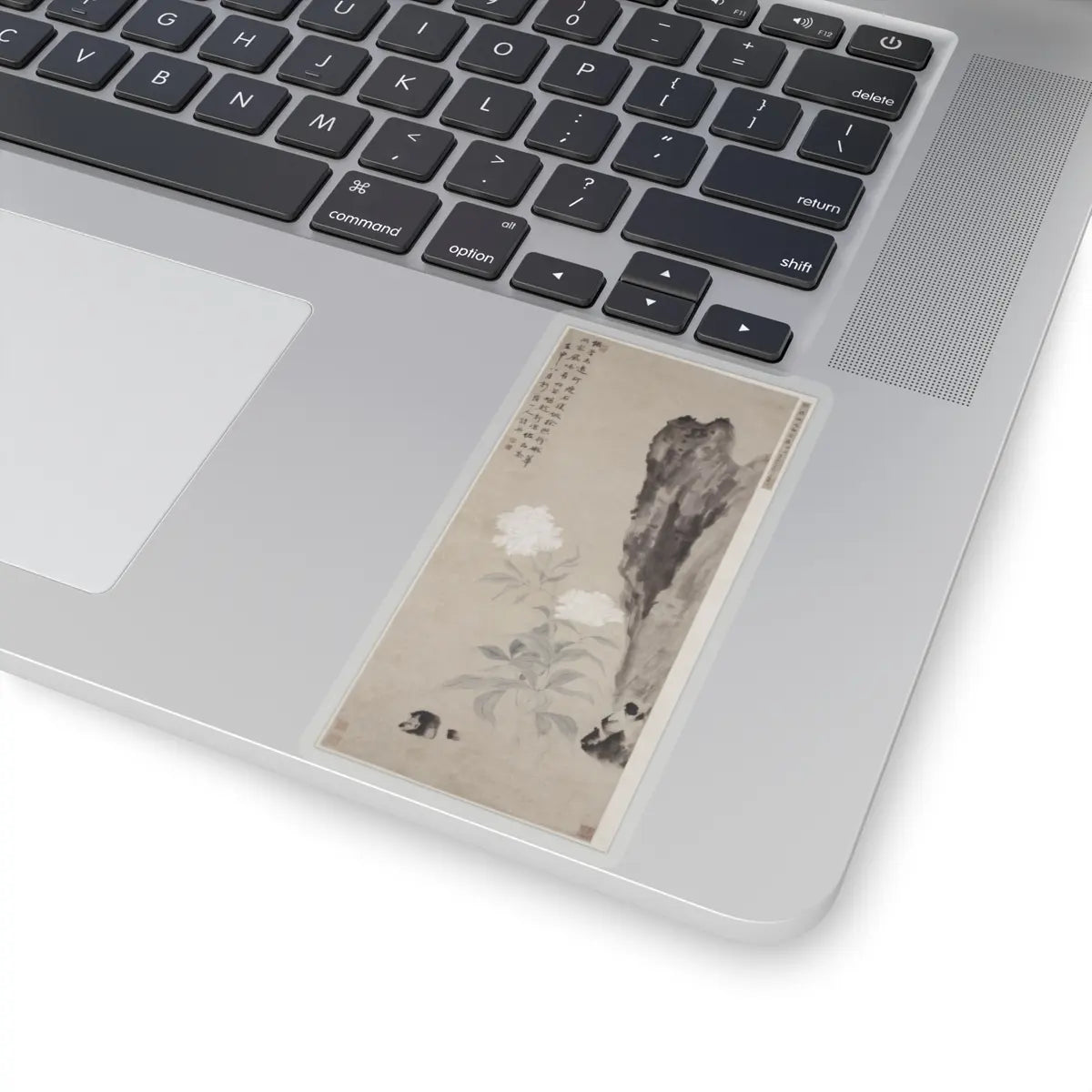 Hua Yan - White Peony and Rocks - dated 1752 - STICKER Vinyl Kiss-Cut Decal