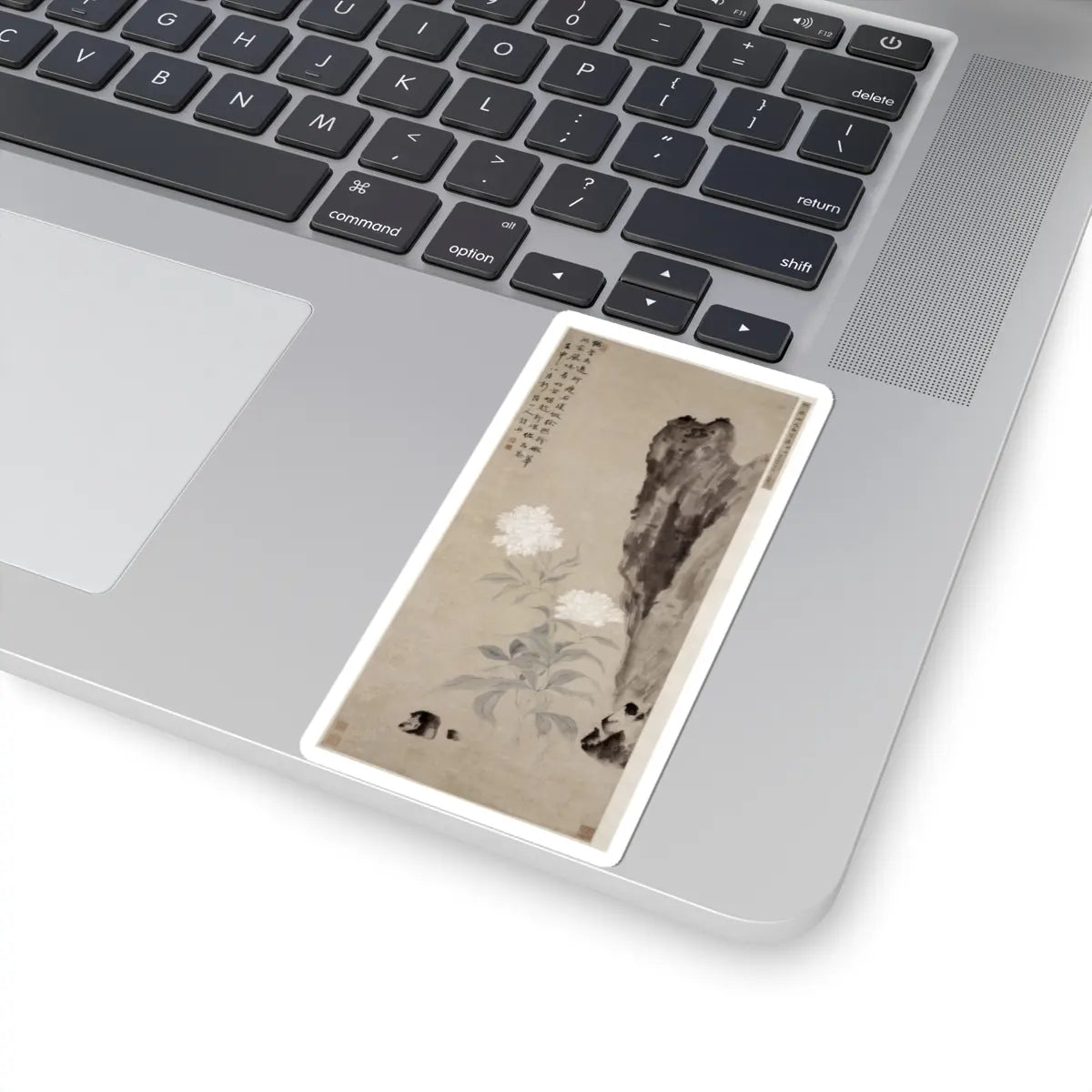Hua Yan - White Peony and Rocks - dated 1752 - STICKER Vinyl Kiss-Cut Decal