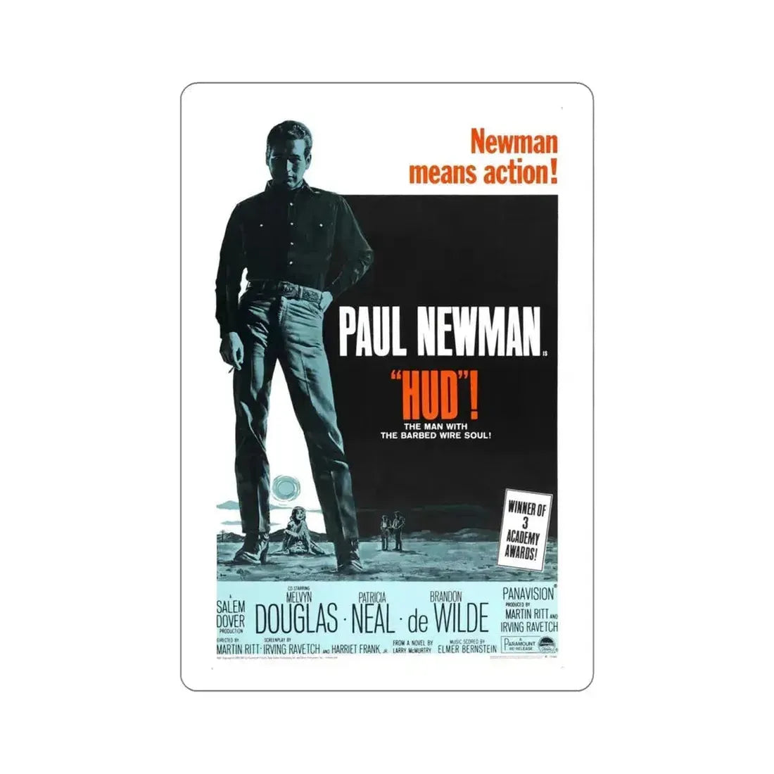 Hud 1963 Movie Poster STICKER Vinyl Die-Cut Decal 5 Inch - The Sticker Space