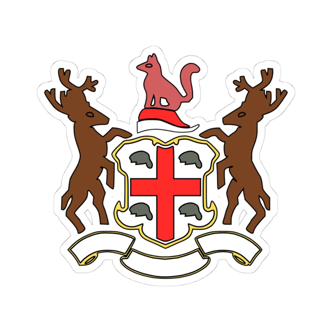 HudsonsBayCoatOfArms (Canada) (Coat of Arms) STICKER Vinyl Kiss-Cut Decal 4 Inch White - The Sticker Space