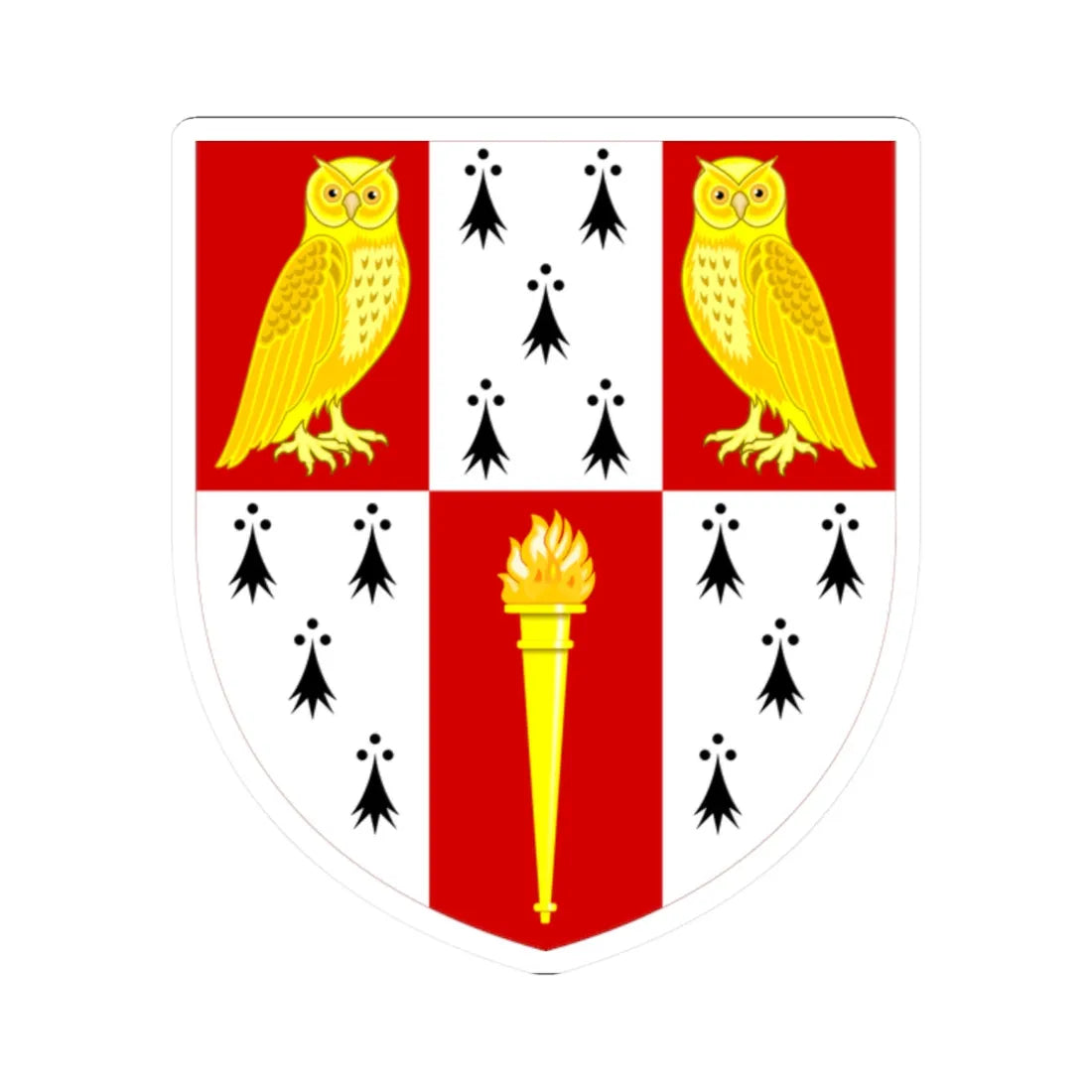 Hughes Hall Cambridge arms (England) (Coat of Arms) STICKER Vinyl Kiss-Cut Decal 2 Inch White - The Sticker Space