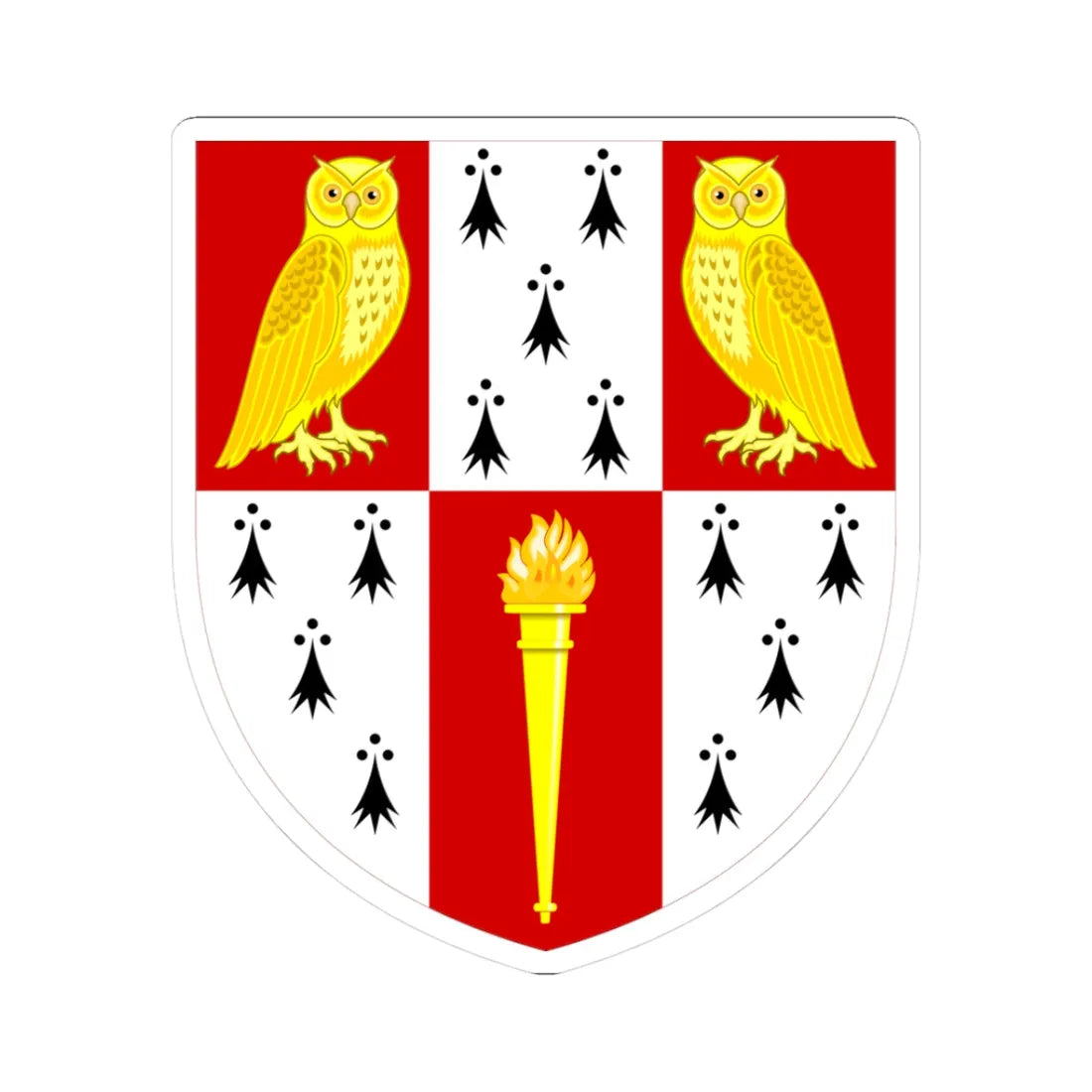 Hughes Hall Cambridge arms (England) (Coat of Arms) STICKER Vinyl Kiss-Cut Decal 3 Inch White - The Sticker Space