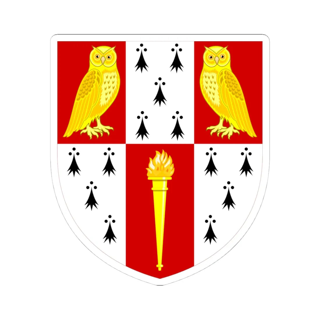 Hughes Hall Cambridge arms (England) (Coat of Arms) STICKER Vinyl Kiss-Cut Decal 4 Inch White - The Sticker Space
