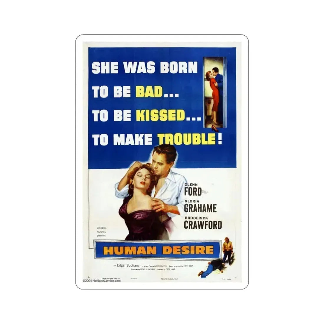 Human Desire 1954 Movie Poster STICKER Vinyl Die-Cut Decal 5 Inch - The Sticker Space