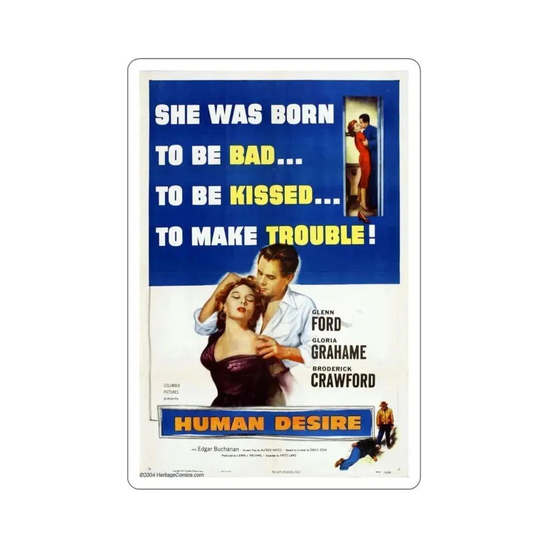 Human Desire 1954 Movie Poster STICKER Vinyl Die-Cut Decal - The Sticker Space