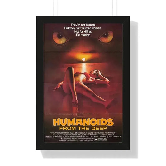 HUMANOIDS FROM THE DEEP 1980 - Framed Movie Poster 16″ x 24″ Black - The Sticker Space