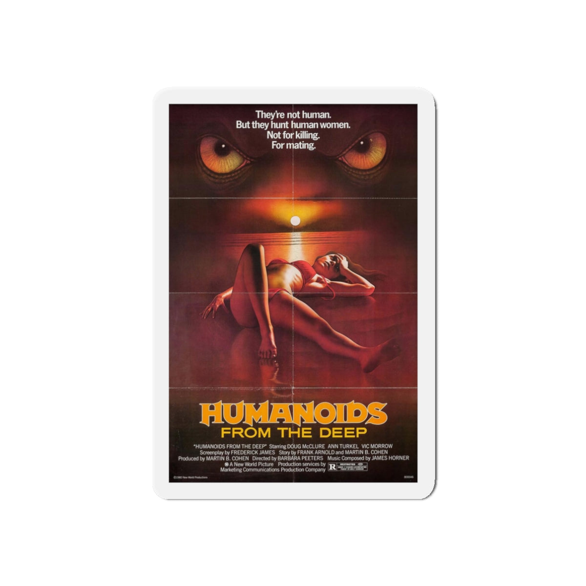 HUMANOIDS FROM THE DEEP 1980 Movie Poster - Refrigerator Magnet-3" x 3"-The Sticker Space