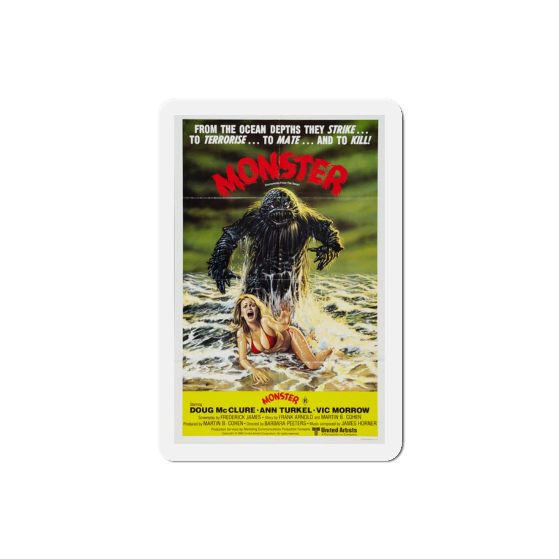 Humanoids from the Deep aka Monster 1980 Movie Poster Die-Cut Magnet-2" x 2"-The Sticker Space