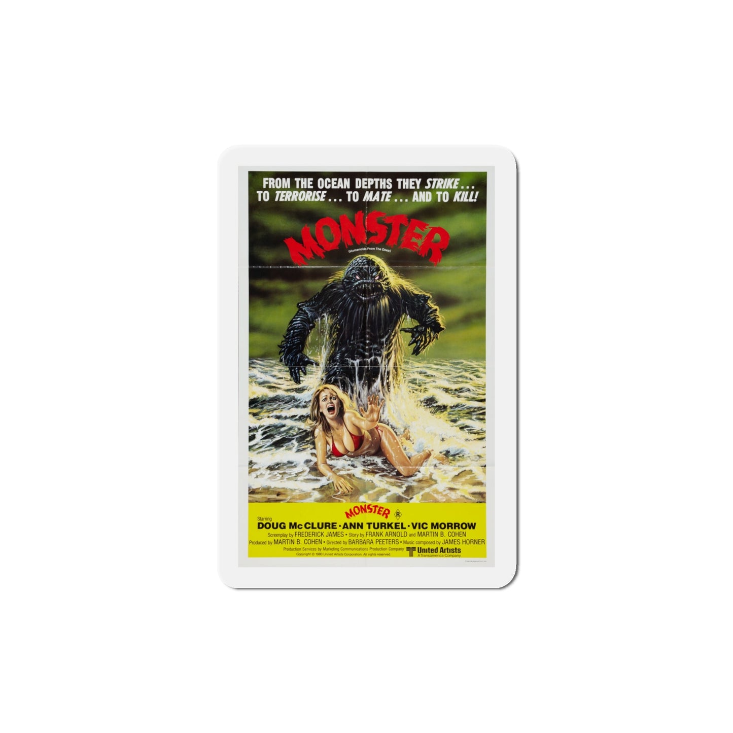 Humanoids from the Deep aka Monster 1980 Movie Poster Die-Cut Magnet-4" x 4"-The Sticker Space