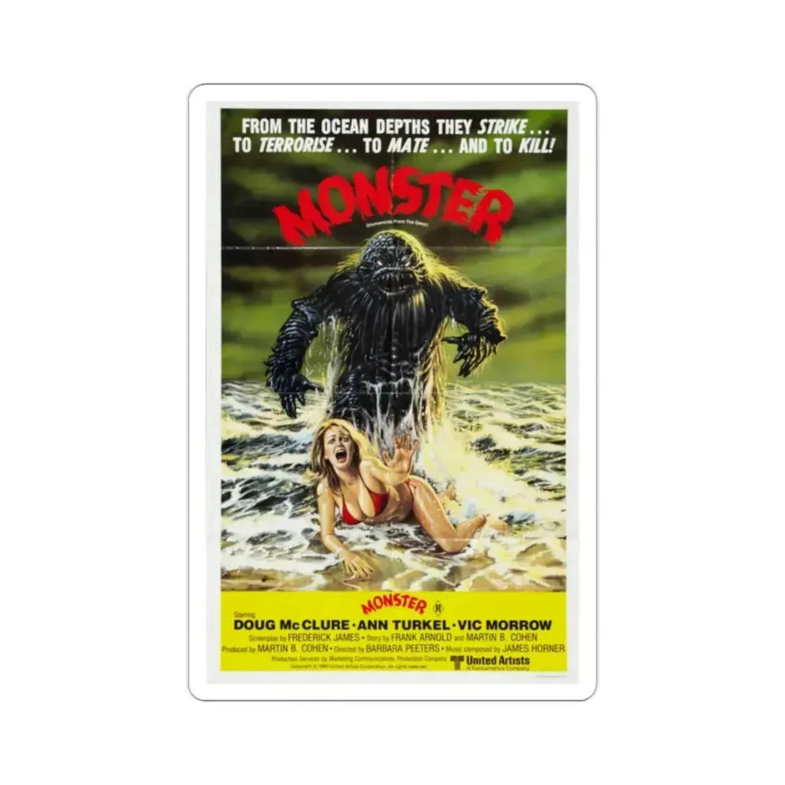 Humanoids from the Deep aka Monster 1980 Movie Poster STICKER Vinyl Die-Cut Decal 2 Inch - The Sticker Space