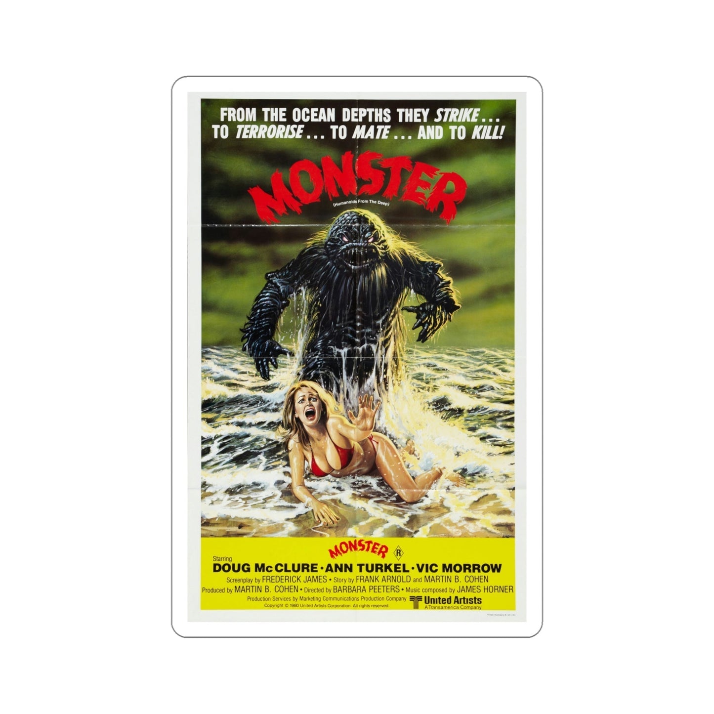 Humanoids from the Deep aka Monster 1980 Movie Poster STICKER Vinyl Die-Cut Decal-5 Inch-The Sticker Space