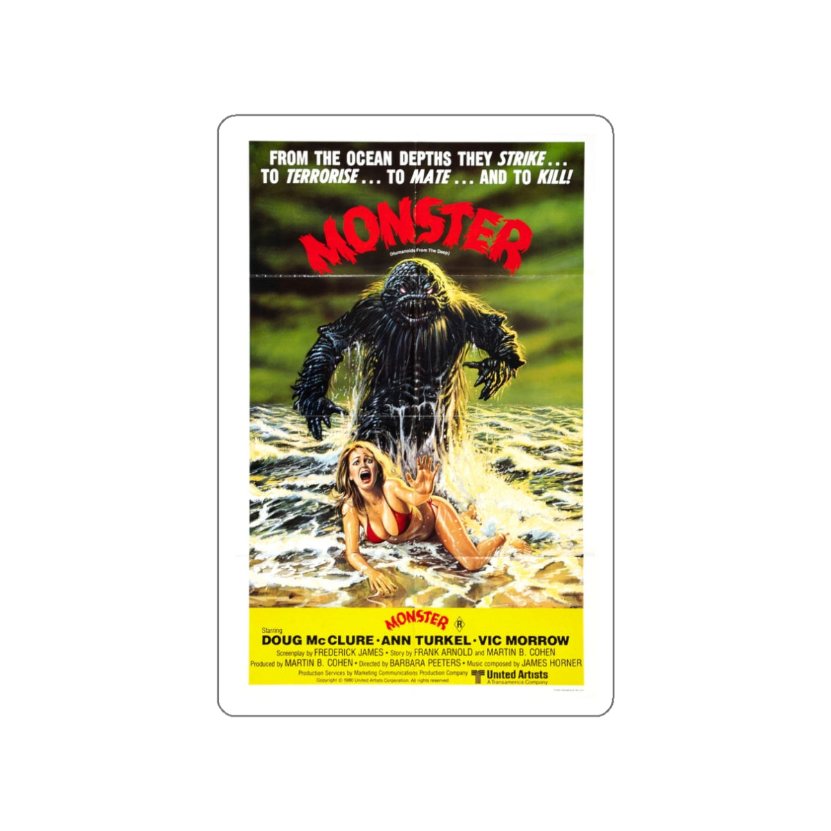 HUMANOIDS FROM THE DEEP (MONSTER) 1980 Movie Poster STICKER Vinyl Die-Cut Decal-3 Inch-The Sticker Space