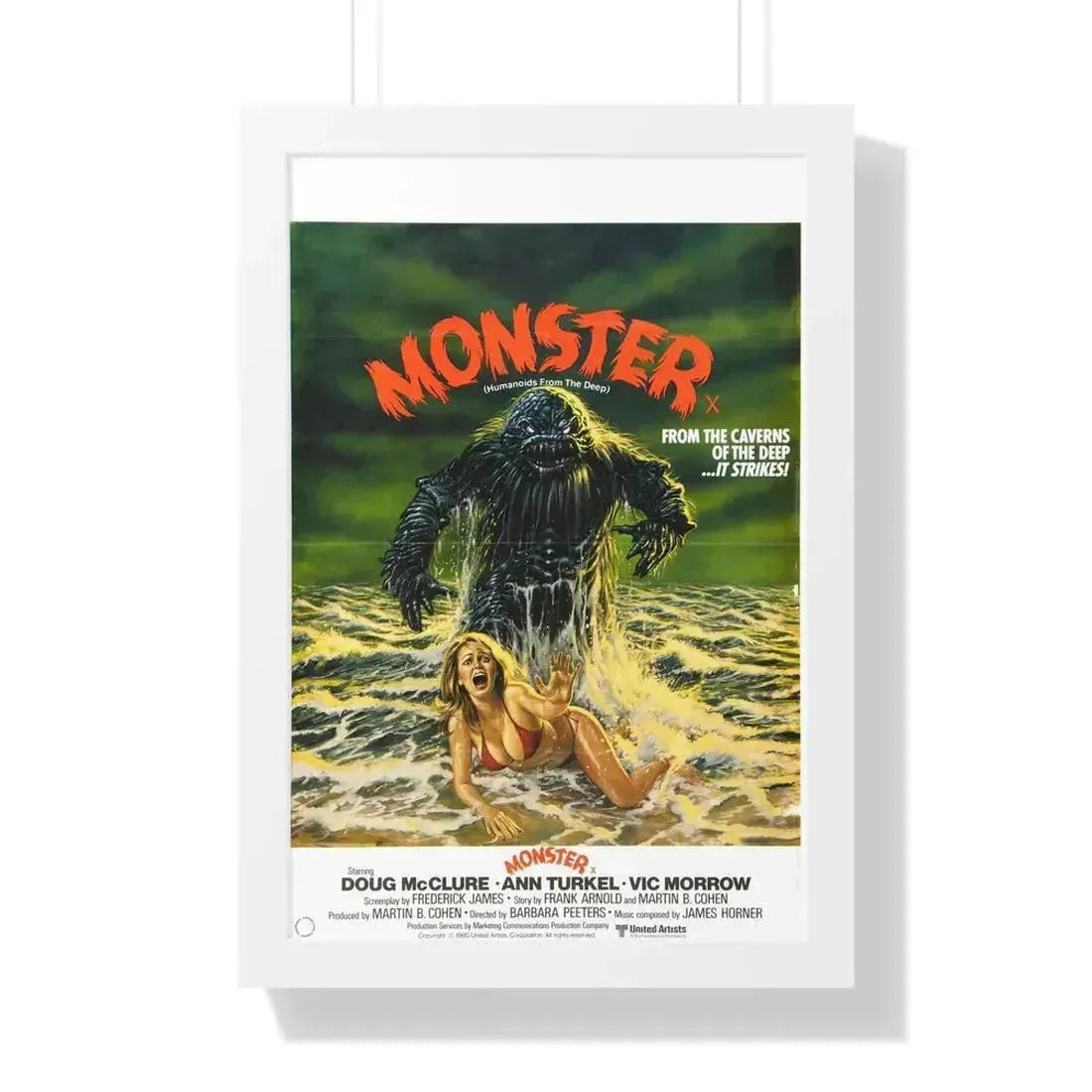 HUMANOIDS FROM THE DEEP (MONSTER) 2 1980 - Framed Movie Poster 16″ x 24″ White - The Sticker Space