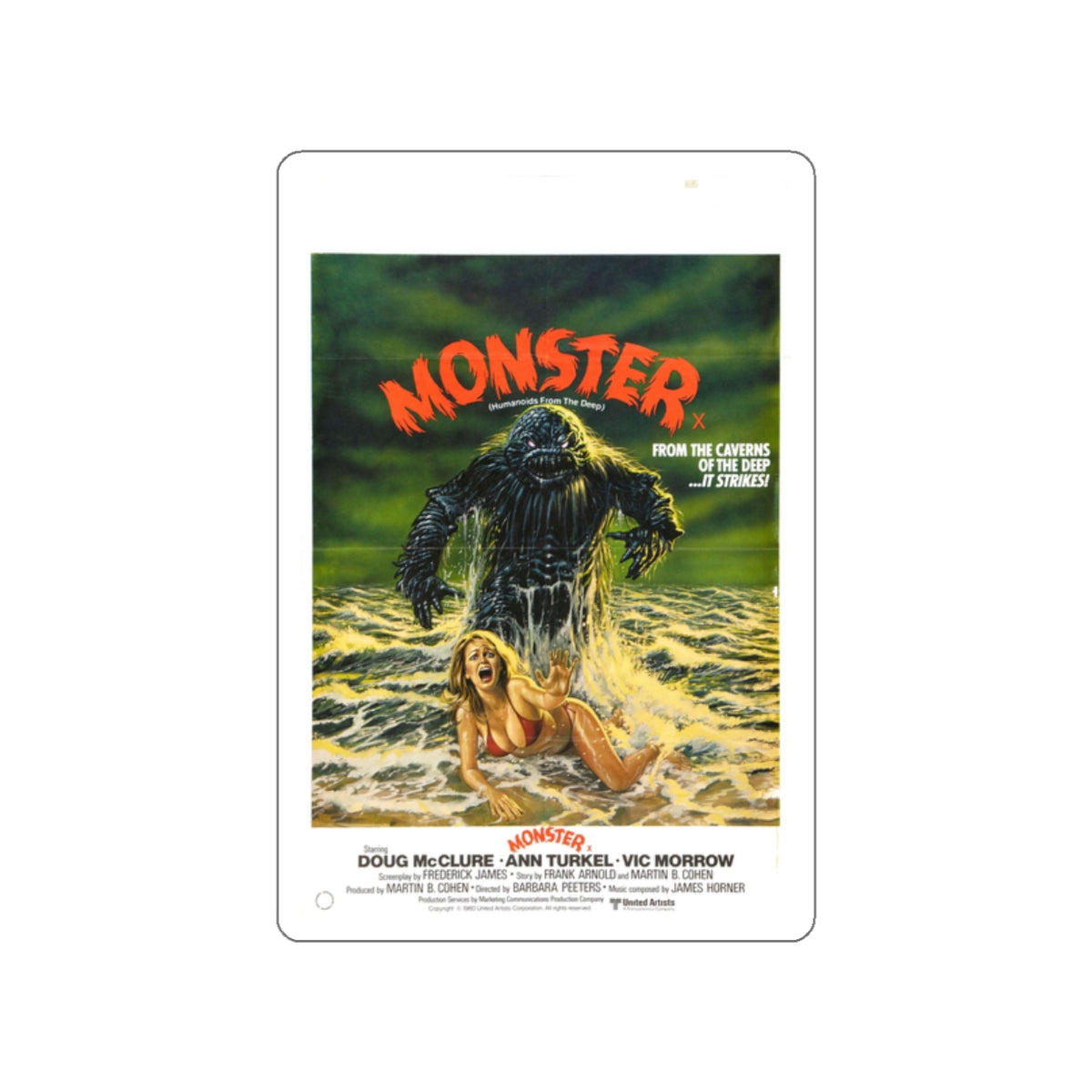 HUMANOIDS FROM THE DEEP (MONSTER) 2 1980 Movie Poster STICKER Vinyl Die-Cut Decal-2 Inch-The Sticker Space