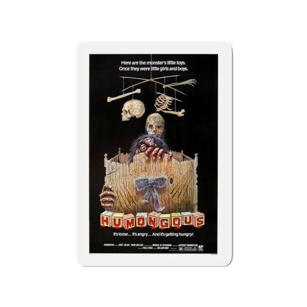 HUMONGOUS 1982 Movie Poster - Refrigerator Magnet-2" x 2"-Die-Cut-1 pc-The Sticker Space