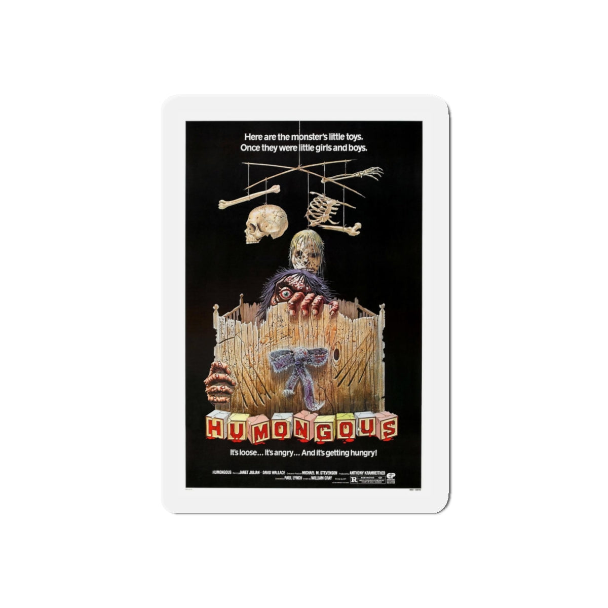 HUMONGOUS 1982 Movie Poster - Refrigerator Magnet-4" x 4"-Die-Cut-1 pc-The Sticker Space