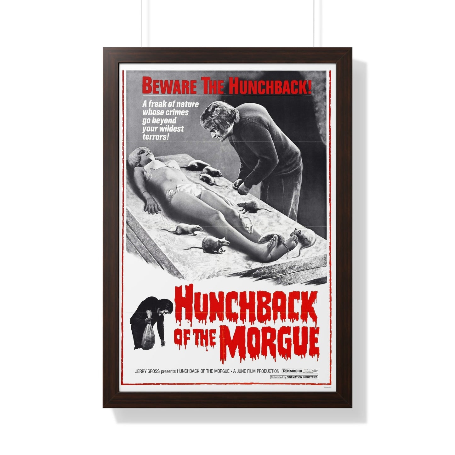 HUNCHBACK OF THE MORGUE 1973 - Framed Movie Poster-20" x 30"-The Sticker Space