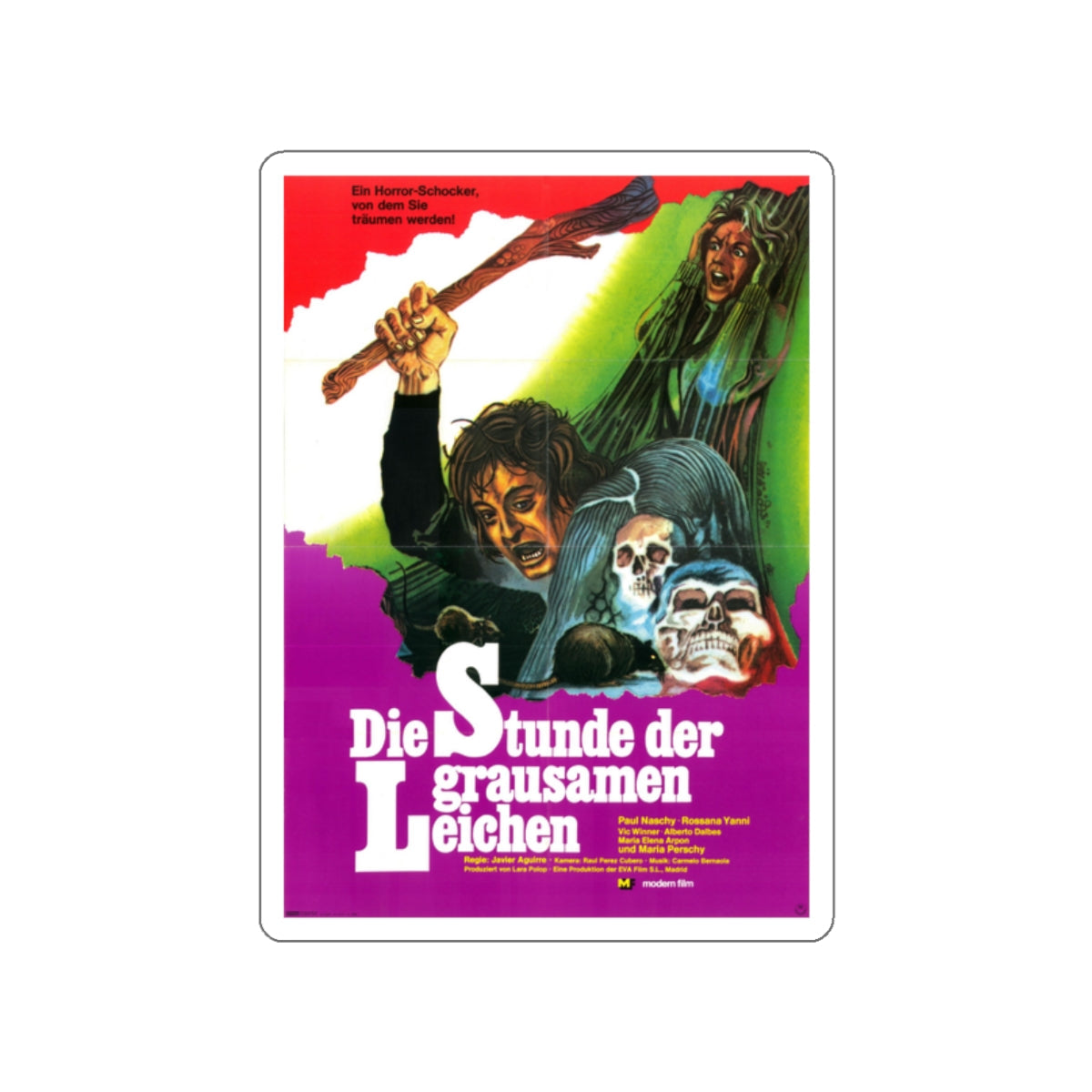 HUNCHBACK OF THE MORGUE (GERMAN) 1973 Movie Poster STICKER Vinyl Die-Cut Decal-2 Inch-The Sticker Space