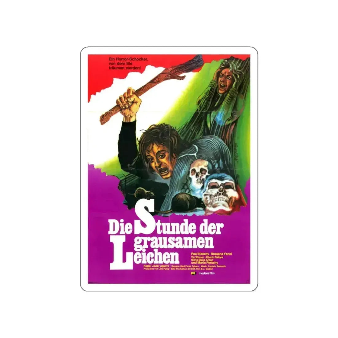 HUNCHBACK OF THE MORGUE (GERMAN) 1973 Movie Poster STICKER Vinyl Die-Cut Decal 4 Inch - The Sticker Space