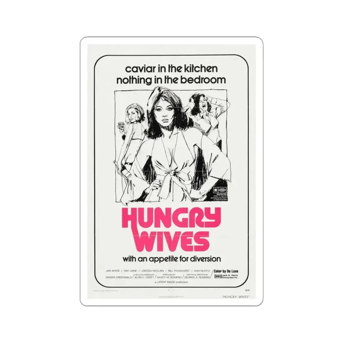 Hungry Wives 1972 Movie Poster - STICKER Vinyl Kiss-Cut Decal 3 Inch White - The Sticker Space