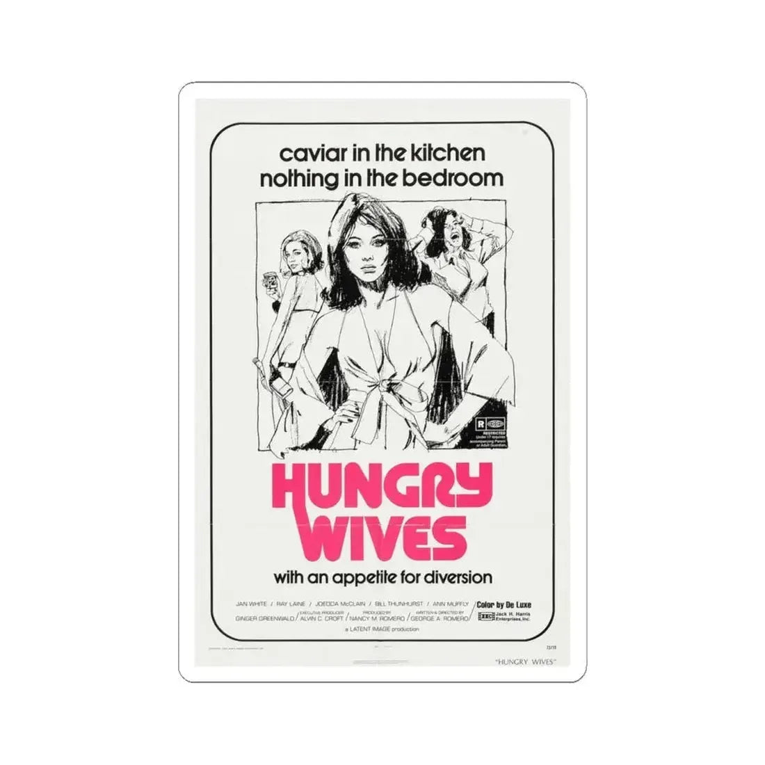 Hungry Wives 1972 Movie Poster - STICKER Vinyl Kiss-Cut Decal 4 Inch White - The Sticker Space