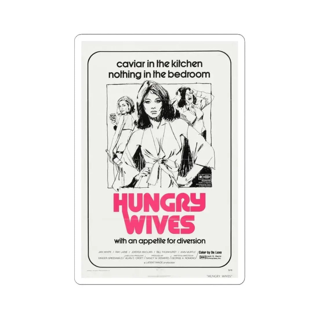 Hungry Wives 1972 Movie Poster - STICKER Vinyl Kiss-Cut Decal 6 Inch White - The Sticker Space