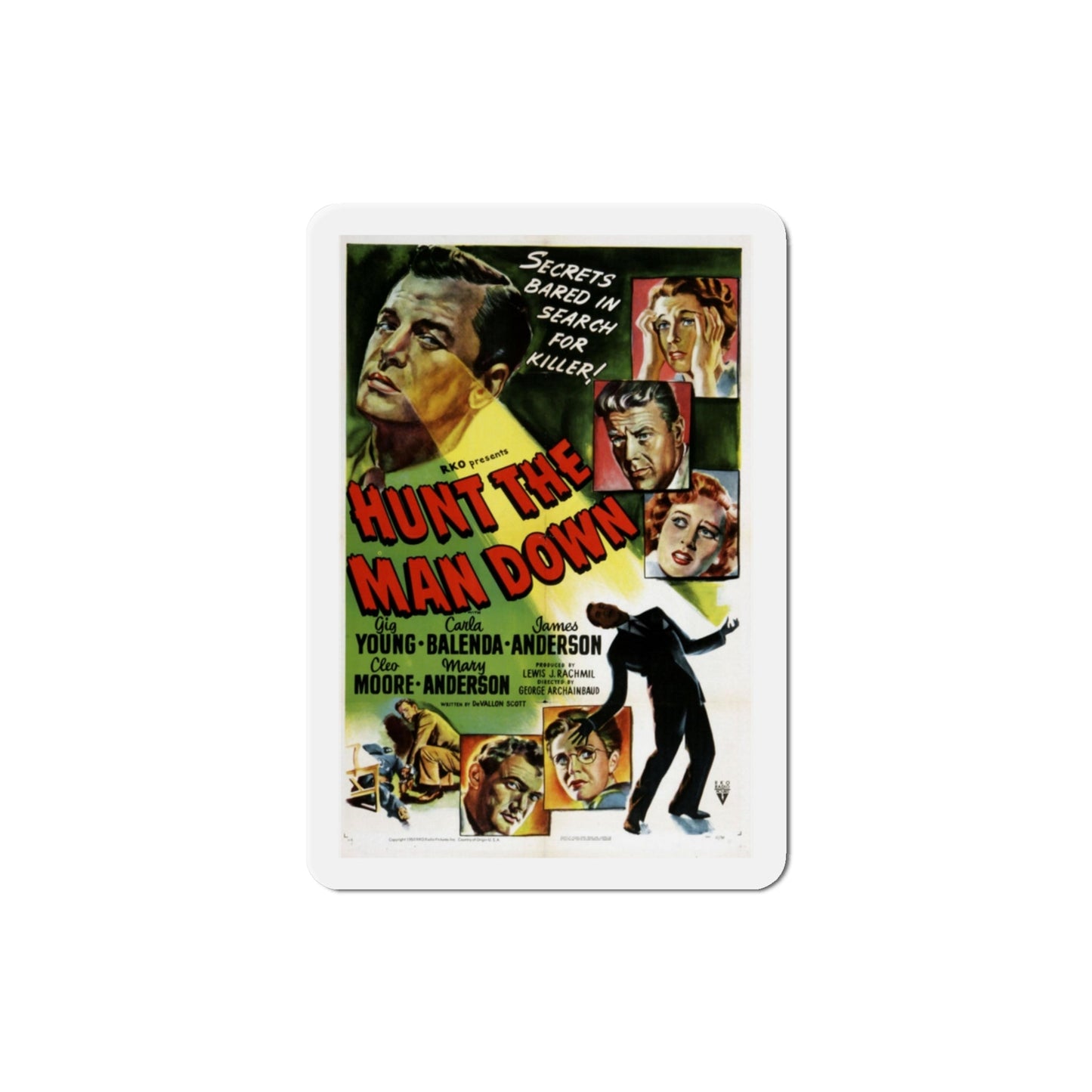 Hunt the Man Down 1950 Movie Poster Die-Cut Magnet-3 Inch-The Sticker Space