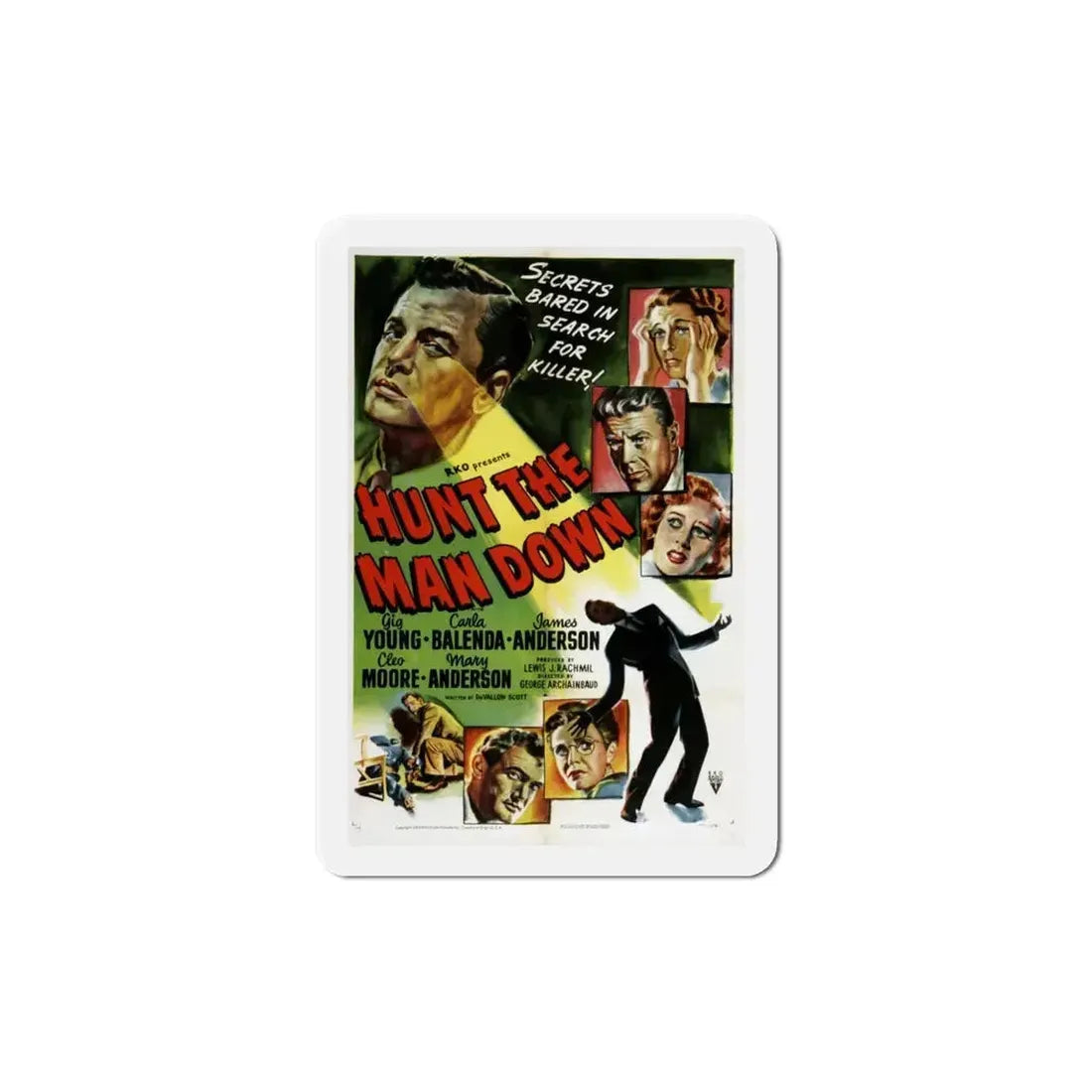 Hunt the Man Down 1950 Movie Poster Refrigerator Magnet 5 Inch - The Sticker Space