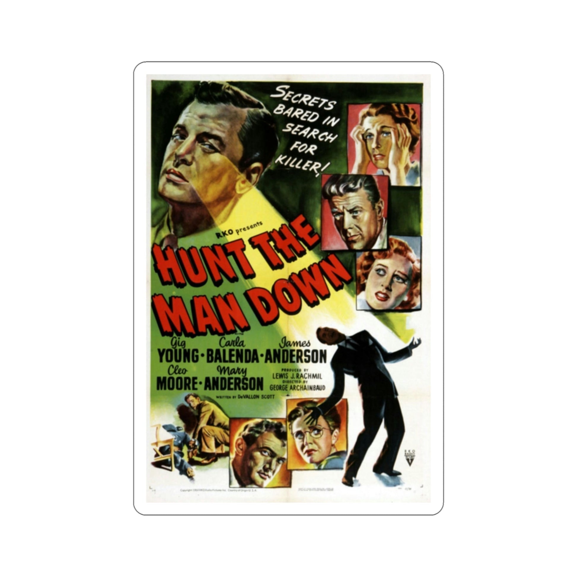 Hunt the Man Down 1950 Movie Poster STICKER Vinyl Die-Cut Decal-2 Inch-The Sticker Space