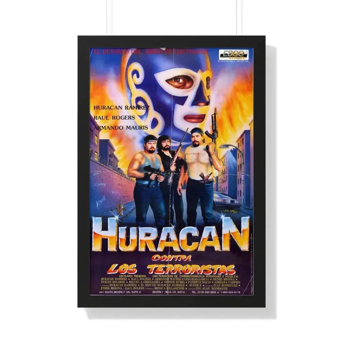 HURACAN VS THE TERRORISTS 1989 - Framed Movie Poster 20" x 30" Black - The Sticker Space