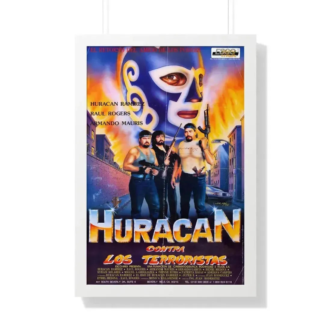 HURACAN VS THE TERRORISTS 1989 - Framed Movie Poster - The Sticker Space