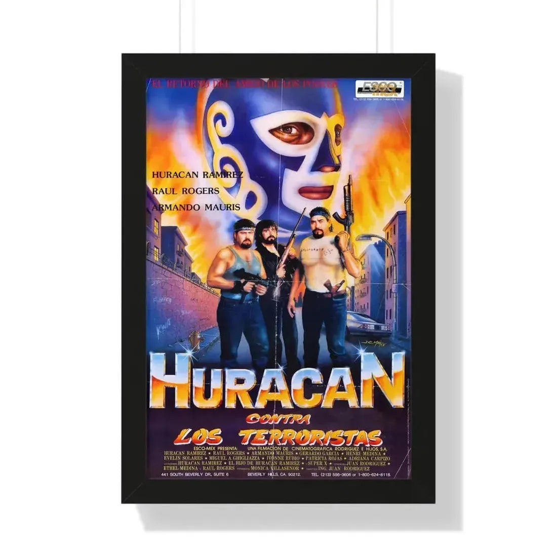 HURACAN VS THE TERRORISTS 1989 - Framed Movie Poster - The Sticker Space
