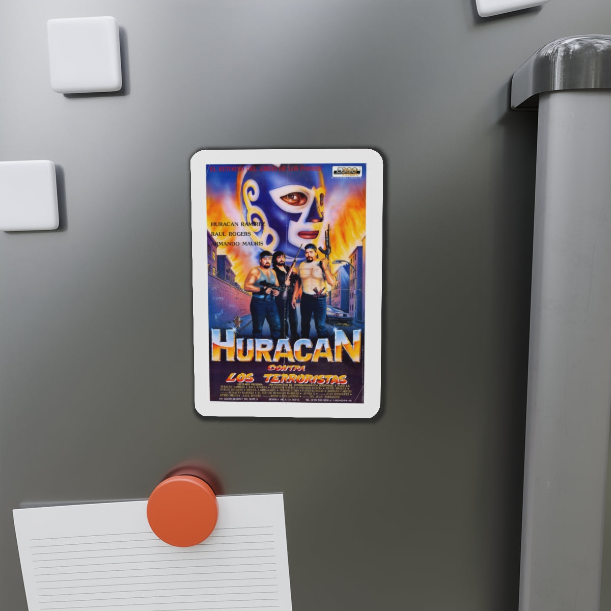 HURACAN VS THE TERRORISTS 1989 Movie Poster - Refrigerator Magnet-The Sticker Space