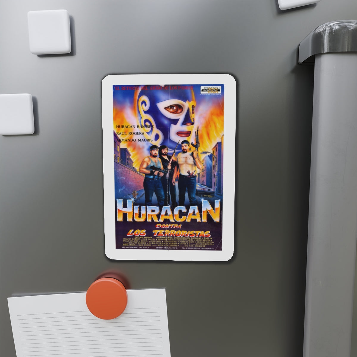 HURACAN VS THE TERRORISTS 1989 Movie Poster - Refrigerator Magnet-The Sticker Space