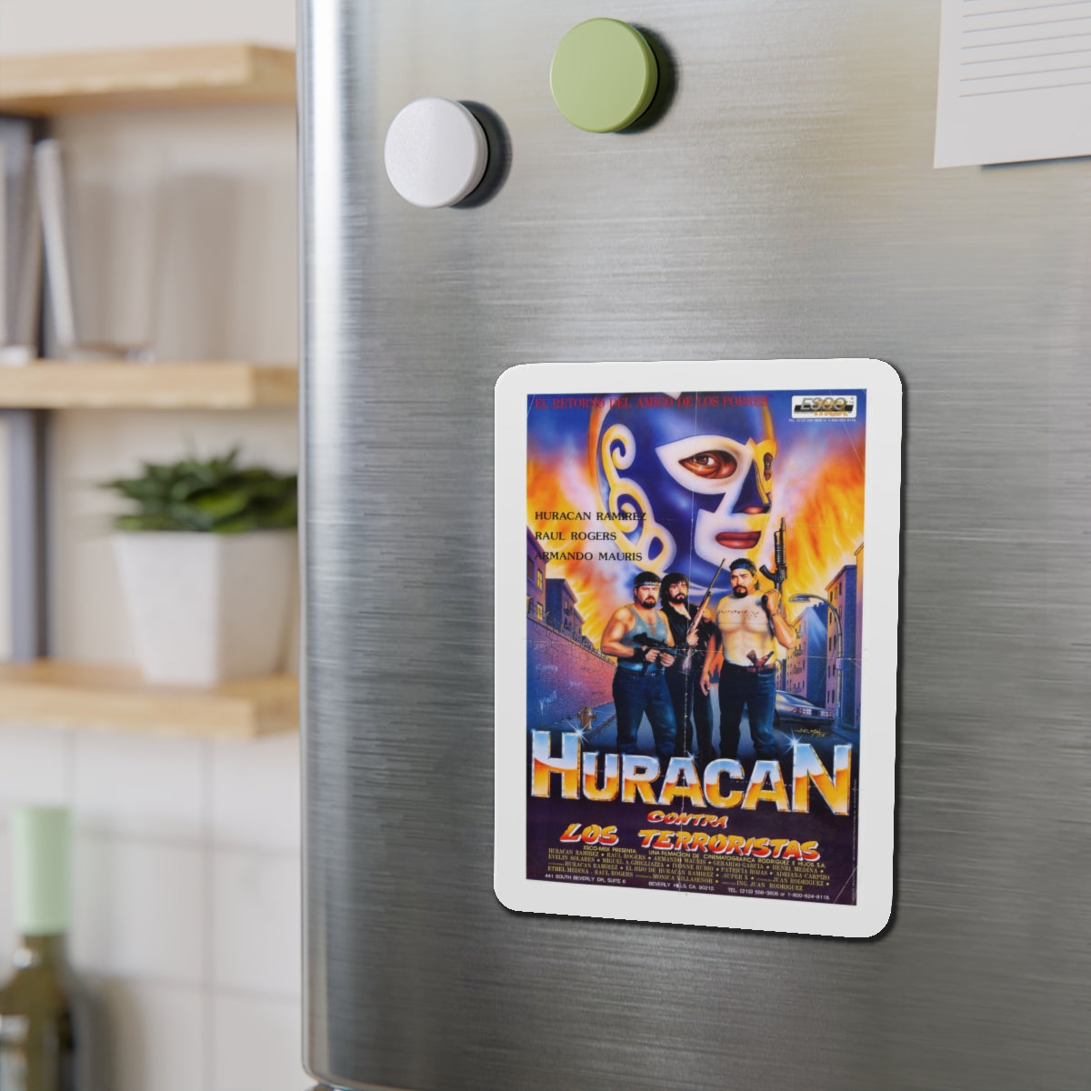 HURACAN VS THE TERRORISTS 1989 Movie Poster - Refrigerator Magnet-The Sticker Space