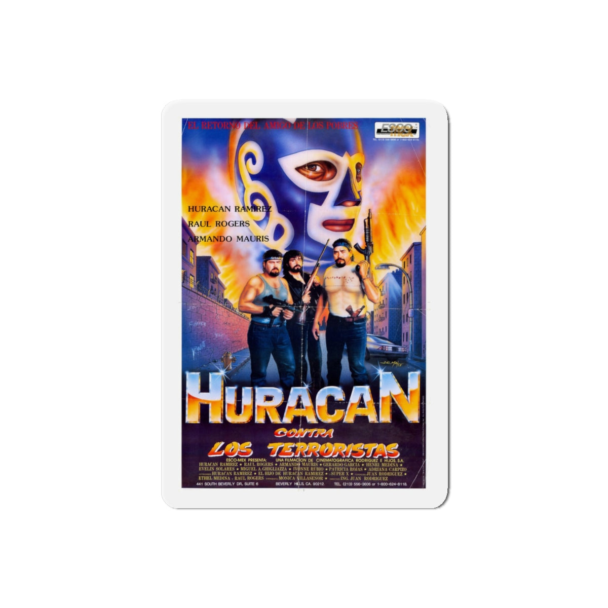 HURACAN VS THE TERRORISTS 1989 Movie Poster - Refrigerator Magnet-6" × 6"-The Sticker Space