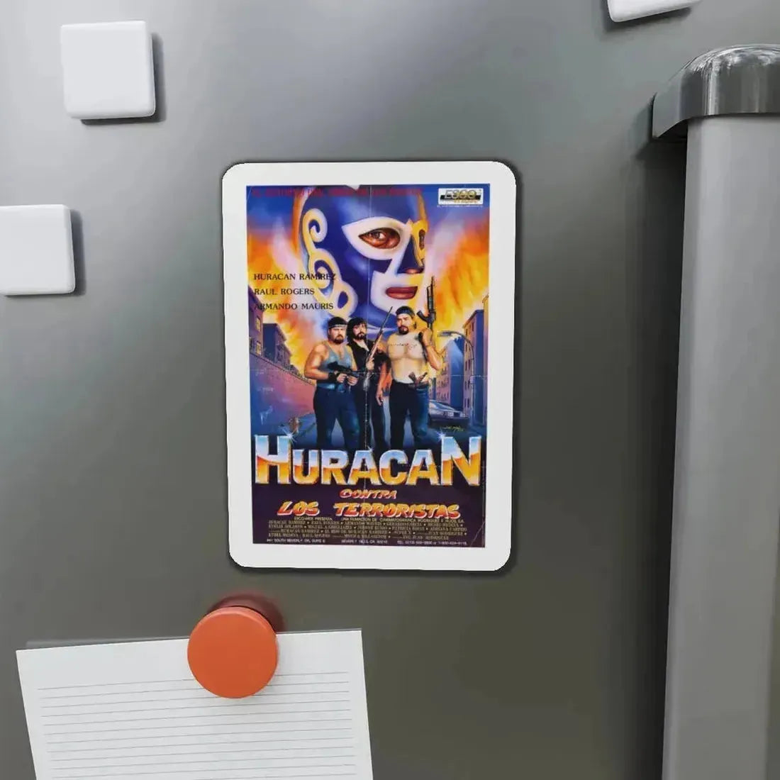 HURACAN VS THE TERRORISTS 1989 Movie Poster - Refrigerator Magnet - The Sticker Space