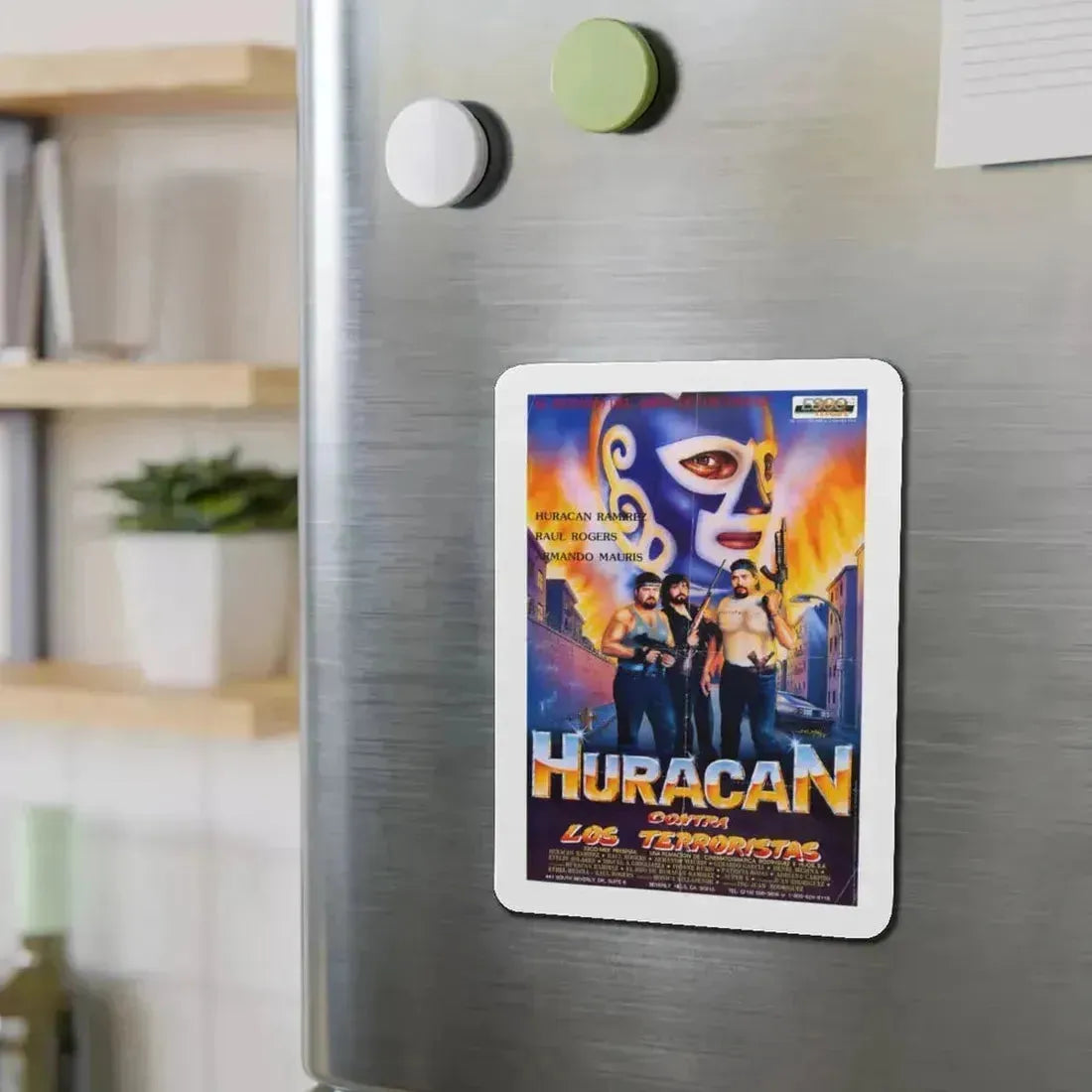 HURACAN VS THE TERRORISTS 1989 Movie Poster - Refrigerator Magnet - The Sticker Space